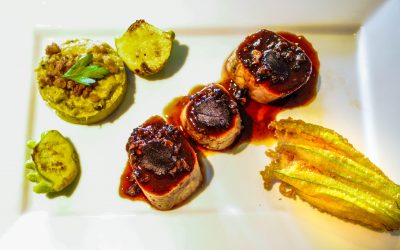 Fleur de fenouil en tempura, filet mignon de Porc Gascon